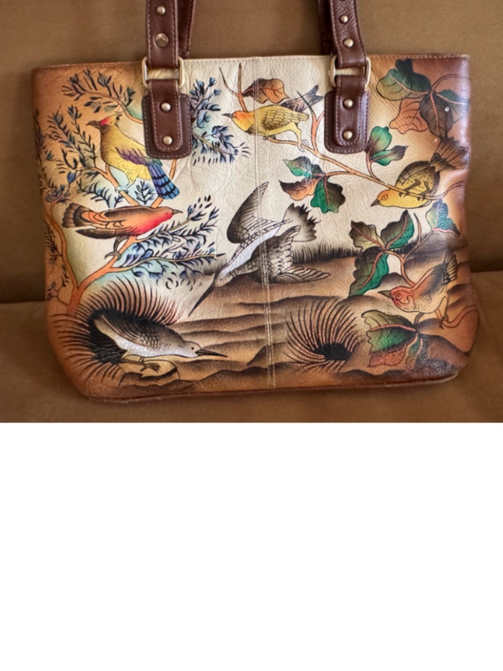 Hand-Painted Leather Bag Vintage